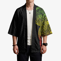 Hawaiian Traditional Tattoos Kimono Kakau Tribal Tropical Plant Motif Kanaka Maoli Flag Color Inspired LT03 - Polynesian Pride