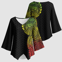 Hawaiian Traditional Tattoos Kimono Sleeve Blouse Kakau Tribal Tropical Plant Motif Kanaka Maoli Flag Color Inspired LT03 - Polynesian Pride