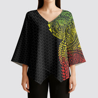 Hawaiian Traditional Tattoos Kimono Sleeve Blouse Kakau Tribal Tropical Plant Motif Kanaka Maoli Flag Color Inspired LT03 - Polynesian Pride