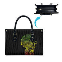 Hawaiian Traditional Tattoos Leather Bag Kakau Tribal Tropical Plant Motif Kanaka Maoli Flag Color Inspired LT03 - Polynesian Pride