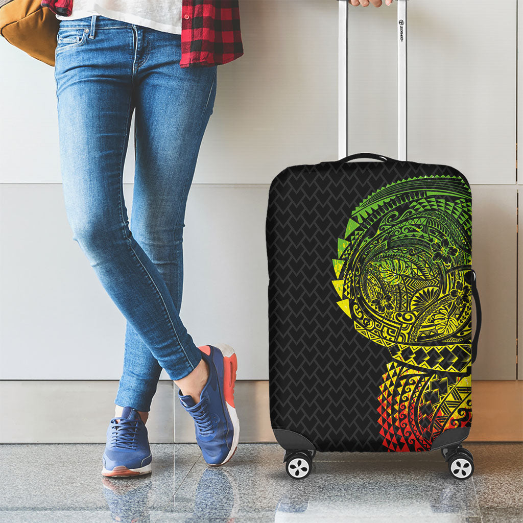 Hawaiian Traditional Tattoos Luggage Cover Kakau Tribal Tropical Plant Motif Kanaka Maoli Flag Color Inspired LT03 - Polynesian Pride