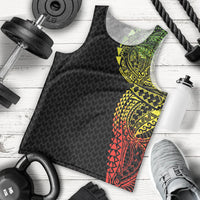 Hawaiian Traditional Tattoos Men Tank Top Kakau Tribal Tropical Plant Motif Kanaka Maoli Flag Color Inspired LT03 - Polynesian Pride