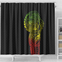 Hawaiian Traditional Tattoos Shower Curtain Kakau Tribal Tropical Plant Motif Kanaka Maoli Flag Color Inspired LT03 - Polynesian Pride
