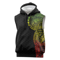 Hawaiian Traditional Tattoos Sleeveless Hoodie Kakau Tribal Tropical Plant Motif Kanaka Maoli Flag Color Inspired LT03 Multicolor - Polynesian Pride