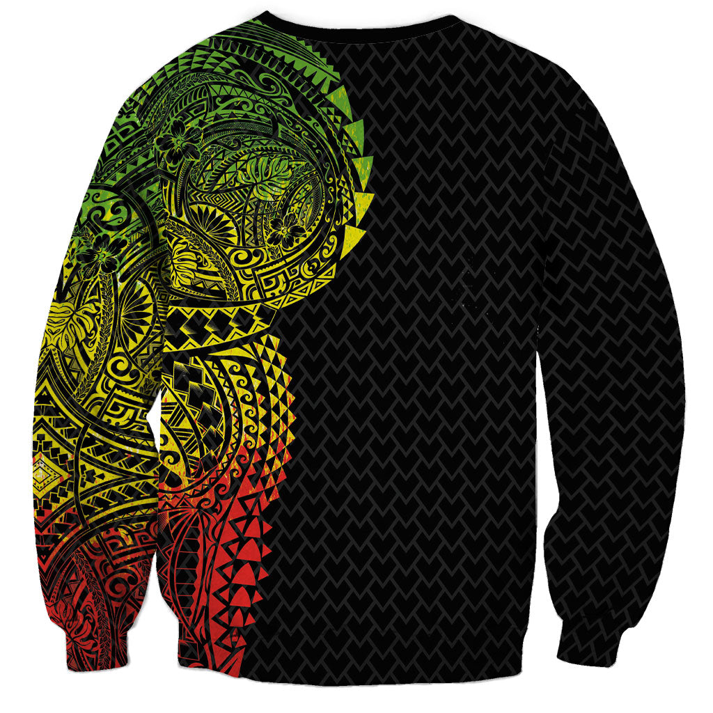 Hawaiian Traditional Tattoos Sweatshirt Kakau Tribal Tropical Plant Motif Kanaka Maoli Flag Color Inspired LT03 - Polynesian Pride