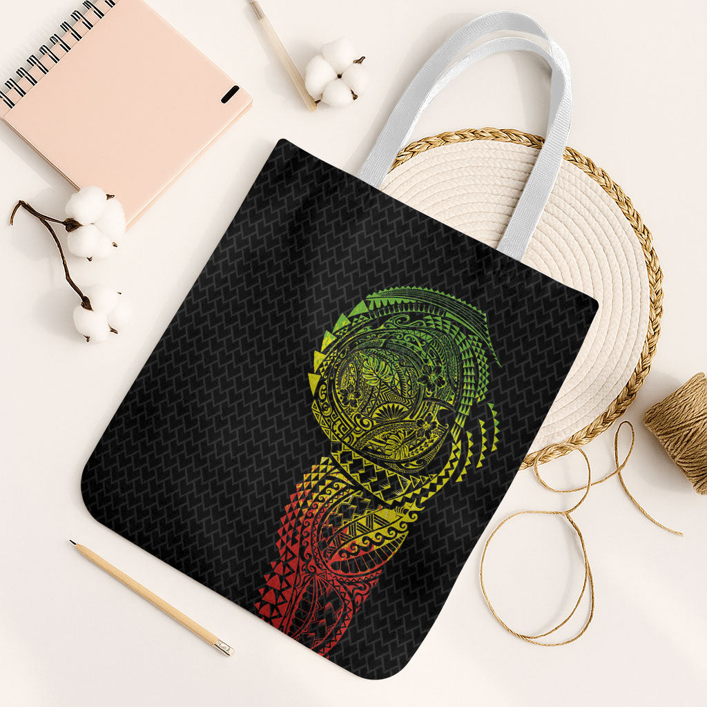Hawaiian Traditional Tattoos Tote Bag Kakau Tribal Tropical Plant Motif Kanaka Maoli Flag Color Inspired LT03 White Strap One Size Multicolor - Polynesian Pride