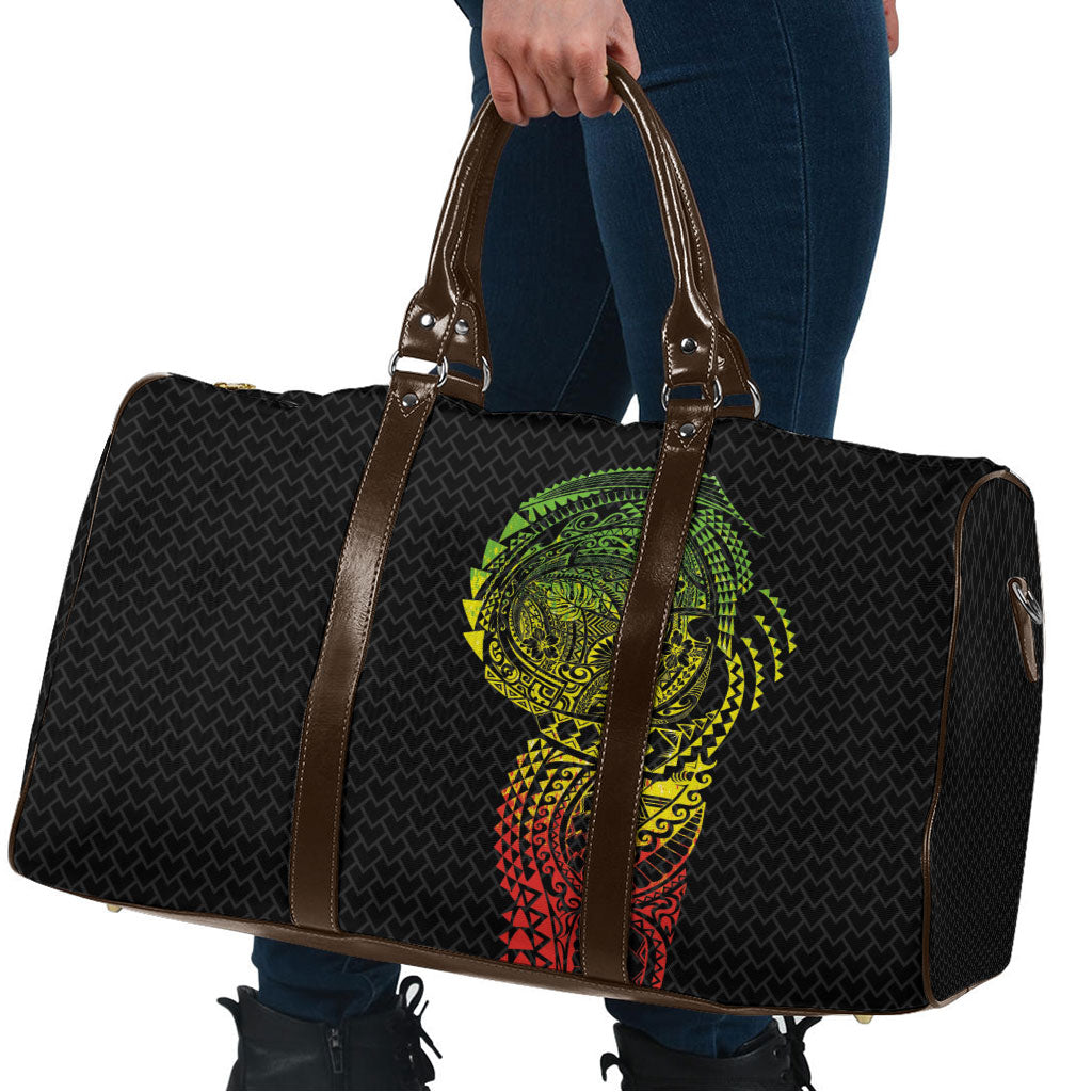 Hawaiian Traditional Tattoos Travel Bag Kakau Tribal Tropical Plant Motif Kanaka Maoli Flag Color Inspired LT03 - Polynesian Pride