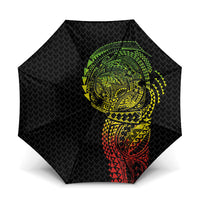 Hawaiian Traditional Tattoos Umbrella Kakau Tribal Tropical Plant Motif Kanaka Maoli Flag Color Inspired LT03 One Size Folded 11.42 inch Opened Diameter 37.4 inch Multicolor - Polynesian Pride