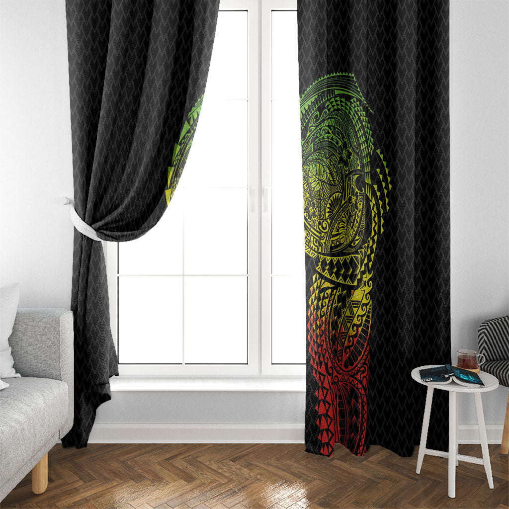 Hawaiian Traditional Tattoos Window Curtain Kakau Tribal Tropical Plant Motif Kanaka Maoli Flag Color Inspired LT03 - Polynesian Pride