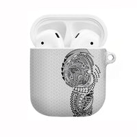 Hawaiian Traditional Tattoos AirPods Case Kakau Tribal Tropical Plant Motif White Color