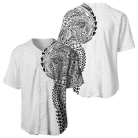 Hawaiian Traditional Tattoos Baseball Jersey Kakau Tribal Tropical Plant Motif White Color