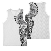Hawaiian Traditional Tattoos Basketball Jersey Kakau Tribal Tropical Plant Motif White Color LT03 - Polynesian Pride