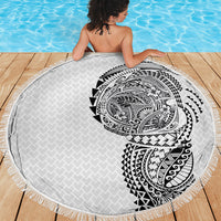Hawaiian Traditional Tattoos Beach Blanket Kakau Tribal Tropical Plant Motif White Color