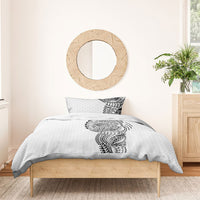 Hawaiian Traditional Tattoos Bedding Set Kakau Tribal Tropical Plant Motif White Color