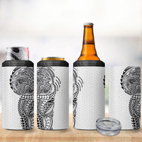 Hawaiian Traditional Tattoos 4 in 1 Can Cooler Tumbler Kakau Tribal Tropical Plant Motif White Color LT03 - Polynesian Pride