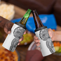Hawaiian Traditional Tattoos 4 in 1 Can Cooler Tumbler Kakau Tribal Tropical Plant Motif White Color LT03 - Polynesian Pride
