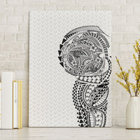 Hawaiian Traditional Tattoos Canvas Wall Art Kakau Tribal Tropical Plant Motif White Color