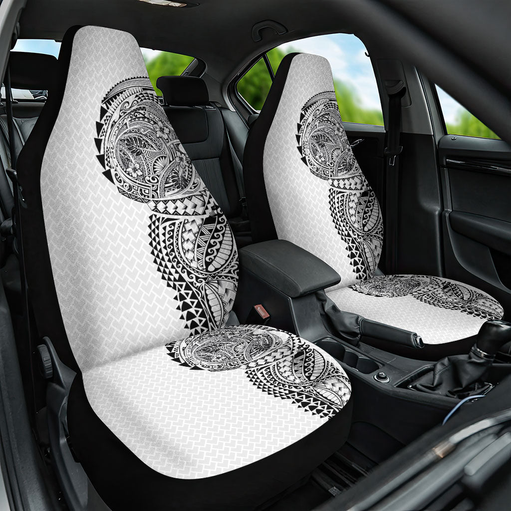 Hawaiian Traditional Tattoos Car Seat Cover Kakau Tribal Tropical Plant Motif White Color LT03 One Size White - Polynesian Pride