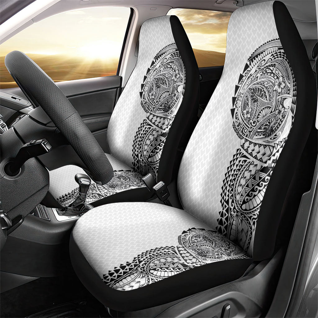 Hawaiian Traditional Tattoos Car Seat Cover Kakau Tribal Tropical Plant Motif White Color LT03 - Polynesian Pride