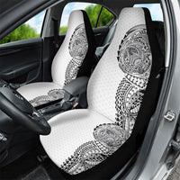 Hawaiian Traditional Tattoos Car Seat Cover Kakau Tribal Tropical Plant Motif White Color LT03 - Polynesian Pride
