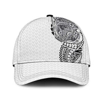 Hawaiian Traditional Tattoos Classic Cap Kakau Tribal Tropical Plants Motif White Color