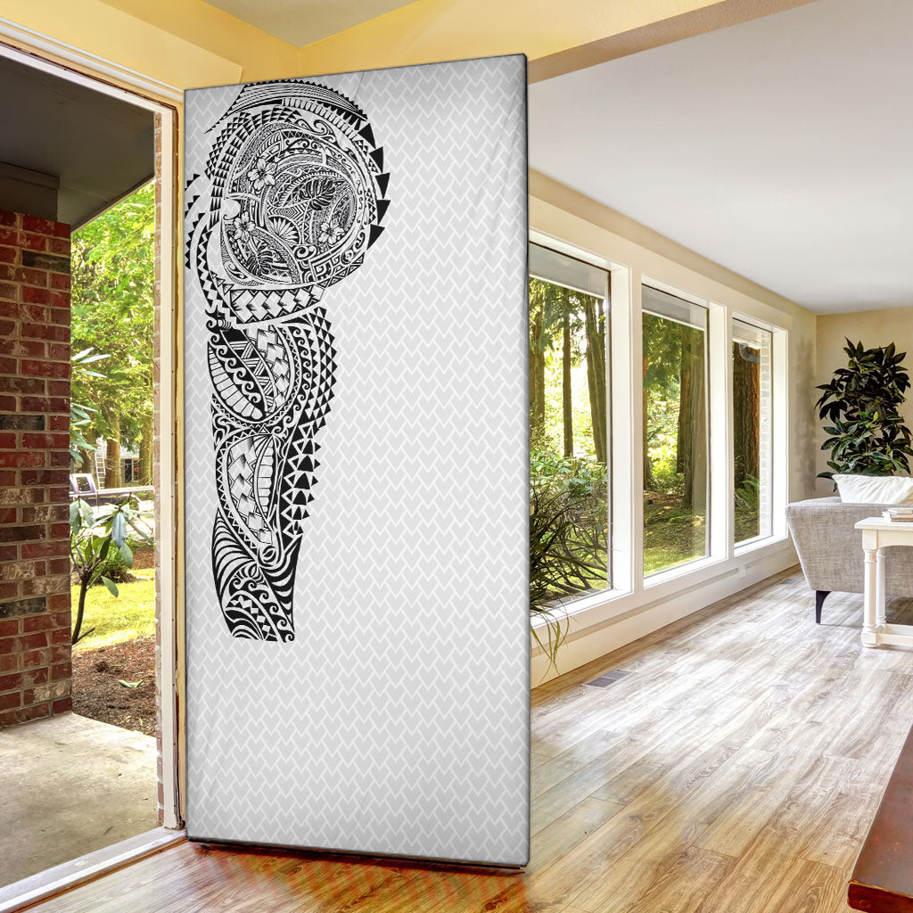 Hawaiian Traditional Tattoos Door Cover Kakau Tribal Tropical Plant Motif White Color LT03 - Polynesian Pride