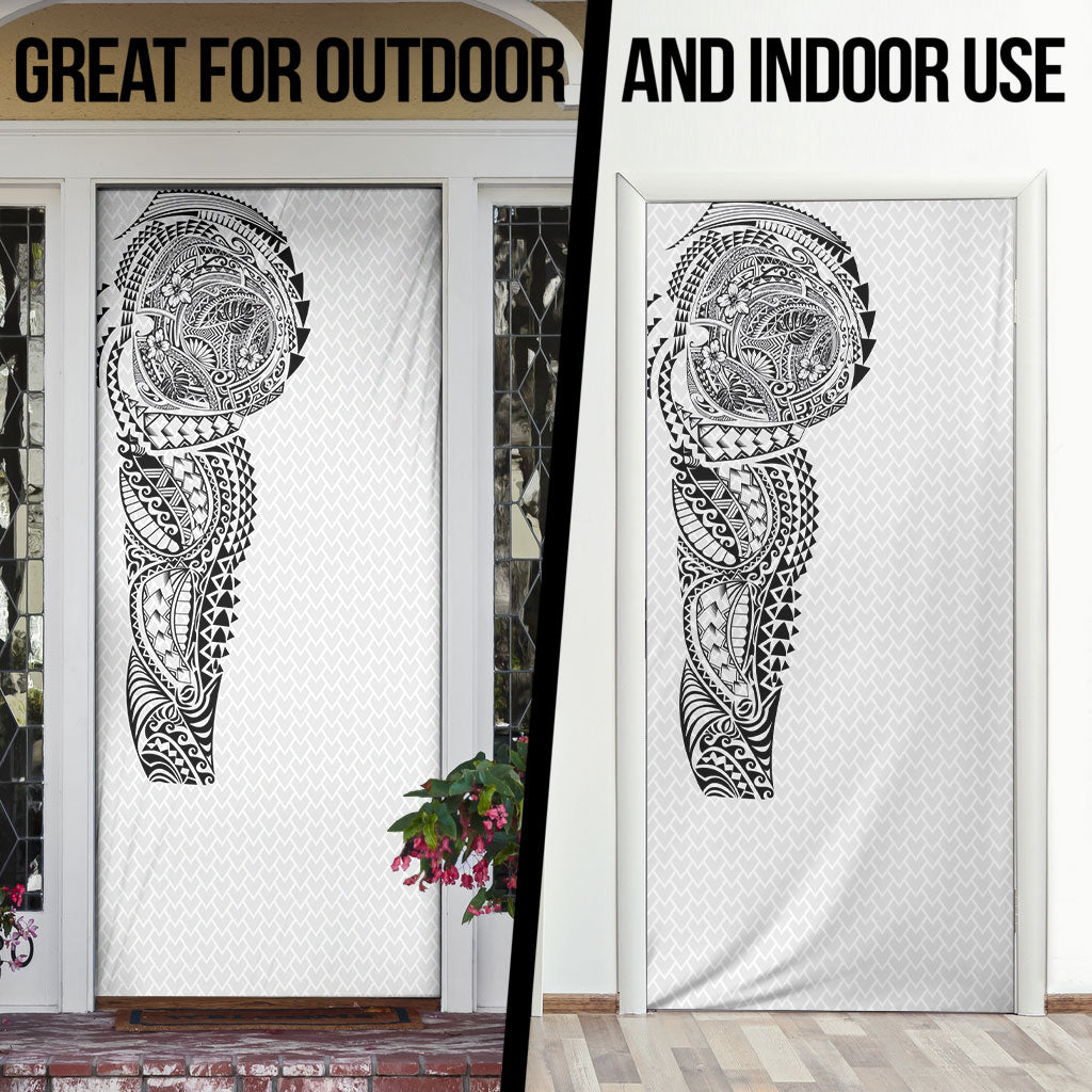 Hawaiian Traditional Tattoos Door Cover Kakau Tribal Tropical Plant Motif White Color LT03 - Polynesian Pride