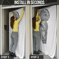 Hawaiian Traditional Tattoos Door Cover Kakau Tribal Tropical Plant Motif White Color LT03 - Polynesian Pride