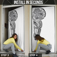 Hawaiian Traditional Tattoos Door Cover Kakau Tribal Tropical Plant Motif White Color LT03 - Polynesian Pride