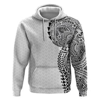 Hawaiian Traditional Tattoos Hoodie Kakau Tribal Tropical Plant Motif White Color LT03 Pullover Hoodie White - Polynesian Pride