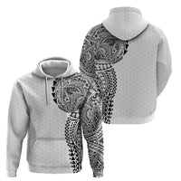 Hawaiian Traditional Tattoos Hoodie Kakau Tribal Tropical Plant Motif White Color LT03 - Polynesian Pride