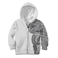 Hawaiian Traditional Tattoos Kid Hoodie Kakau Tribal Tropical Plant Motif White Color LT03 Zip Hoodie White - Polynesian Pride