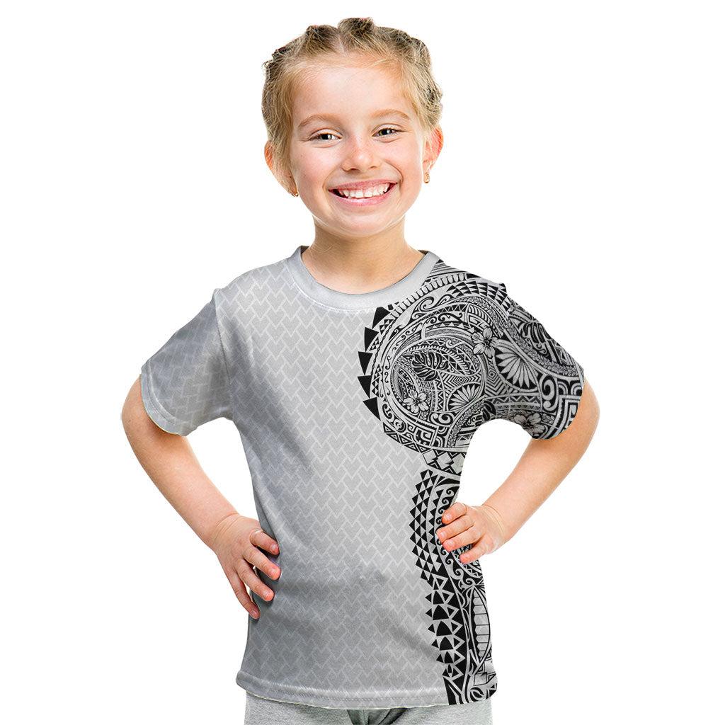 Hawaiian Traditional Tattoos Kid T Shirt Kakau Tribal Tropical Plant Motif White Color LT03 White - Polynesian Pride