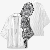 Hawaiian Traditional Tattoos Kimono Kakau Tribal Tropical Plant Motif White Color