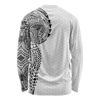 Hawaiian Traditional Tattoos Long Sleeve Shirt Kakau Tribal Tropical Plant Motif White Color LT03 - Polynesian Pride