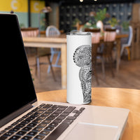 Hawaiian Traditional Tattoos Skinny Tumbler Kakau Tribal Tropical Plant Motif White Color LT03 - Polynesian Pride
