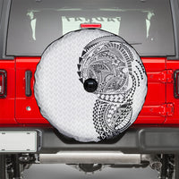 Hawaiian Traditional Tattoos Spare Tire Cover Kakau Tribal Tropical Plant Motif White Color LT03 - Polynesian Pride