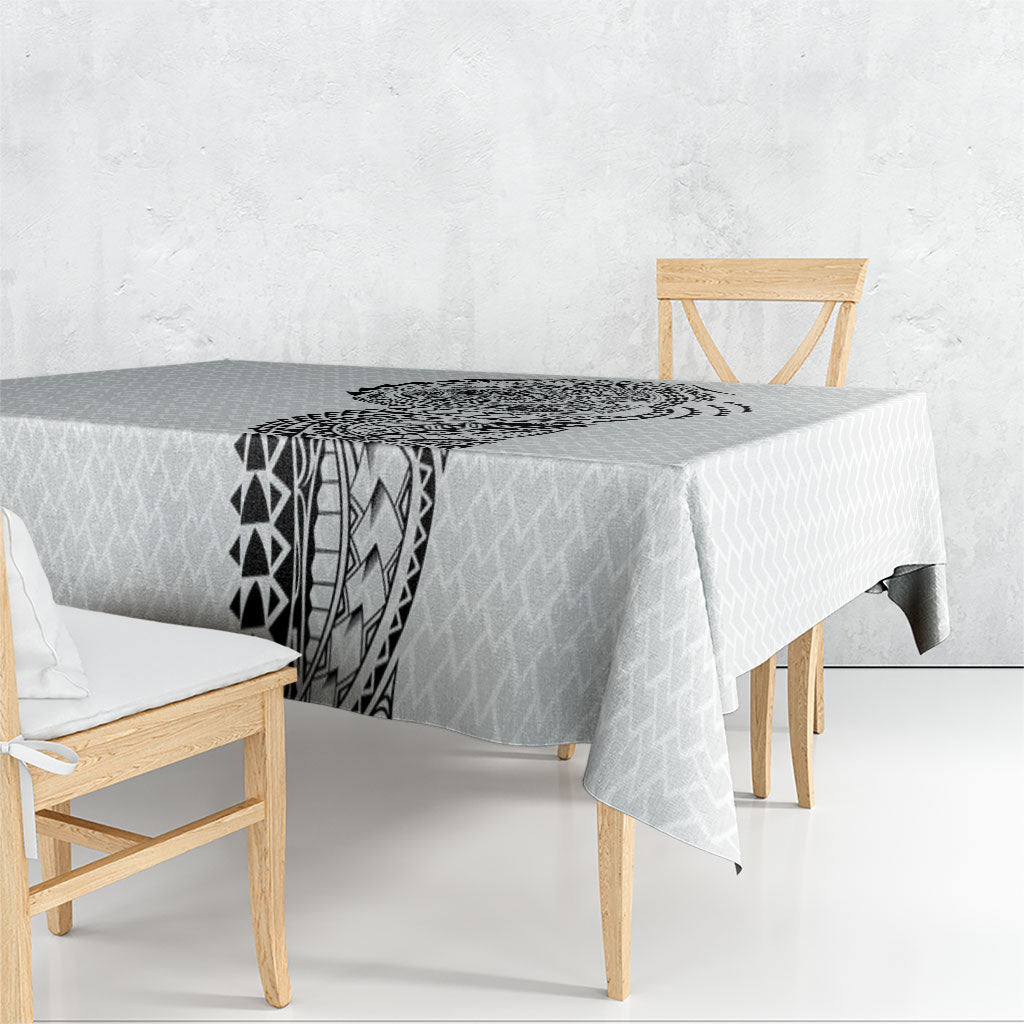 Hawaiian Traditional Tattoos Tablecloth Kakau Tribal Tropical Plant Motif White Color