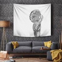 Hawaiian Traditional Tattoos Tapestry Kakau Tribal Tropical Plant Motif White Color
