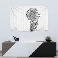 Hawaiian Traditional Tattoos Tapestry Kakau Tribal Tropical Plant Motif White Color