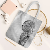 Hawaiian Traditional Tattoos Tote Bag Kakau Tribal Tropical Plant Motif White Color