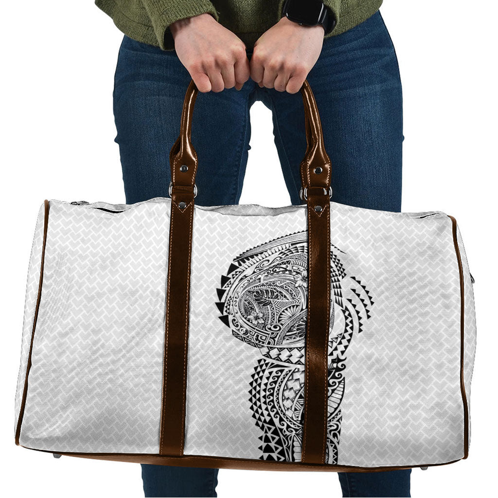 Hawaiian Traditional Tattoos Travel Bag Kakau Tribal Tropical Plant Motif White Color LT03 White - Polynesian Pride