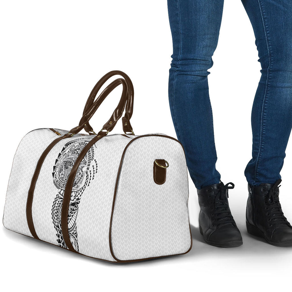 Hawaiian Traditional Tattoos Travel Bag Kakau Tribal Tropical Plant Motif White Color LT03 - Polynesian Pride
