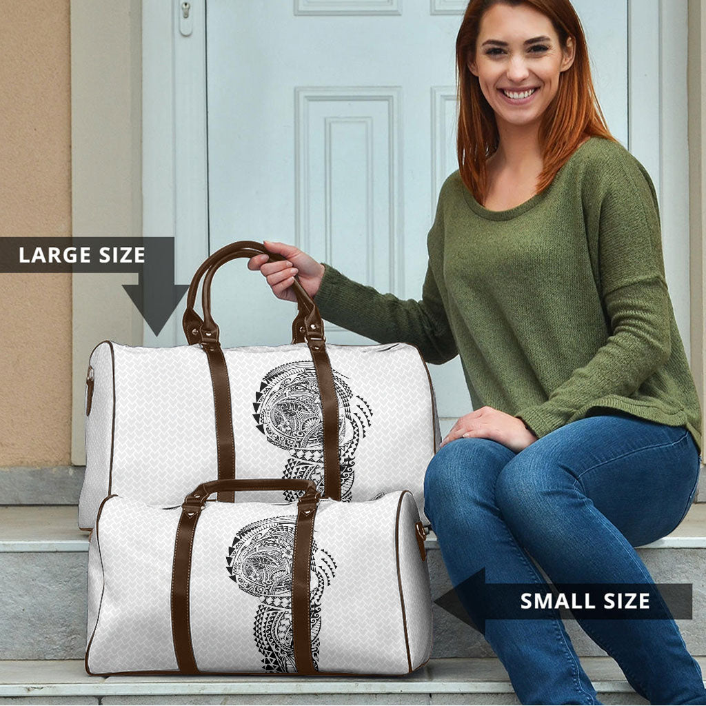 Hawaiian Traditional Tattoos Travel Bag Kakau Tribal Tropical Plant Motif White Color LT03 - Polynesian Pride