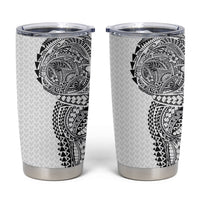 Hawaiian Traditional Tattoos Tumbler Cup Kakau Tribal Tropical Plant Motif White Color LT03 White - Polynesian Pride