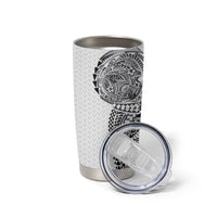 Hawaiian Traditional Tattoos Tumbler Cup Kakau Tribal Tropical Plant Motif White Color LT03 - Polynesian Pride