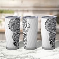 Hawaiian Traditional Tattoos Tumbler Cup Kakau Tribal Tropical Plant Motif White Color LT03 - Polynesian Pride