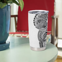 Hawaiian Traditional Tattoos Tumbler Cup Kakau Tribal Tropical Plant Motif White Color LT03 - Polynesian Pride