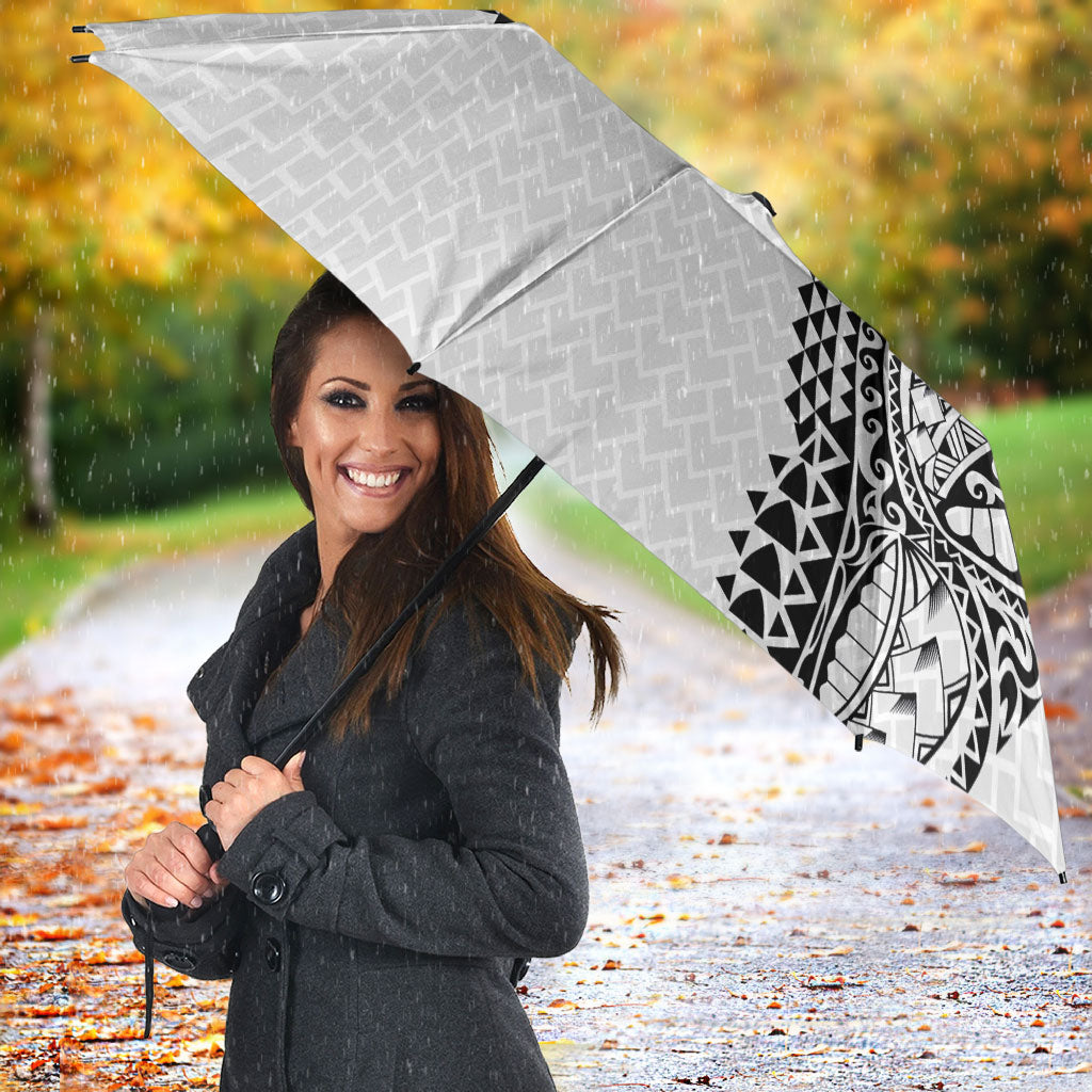 Hawaiian Traditional Tattoos Umbrella Kakau Tribal Tropical Plant Motif White Color