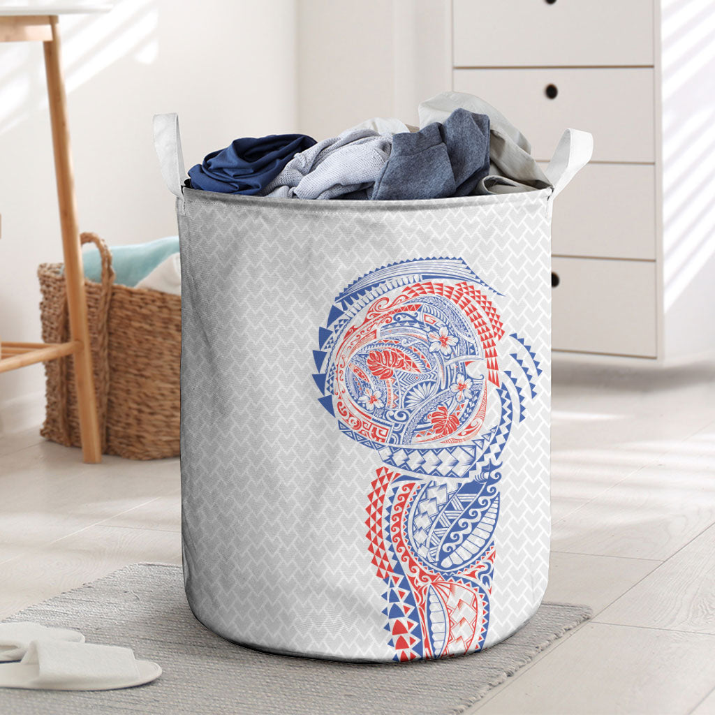Hawaiian Traditional Tattoos Laundry Basket Kakau Tribal Tropical Plant Motif Hawaii Flag Color Inspired LT03 Multicolor - Polynesian Pride